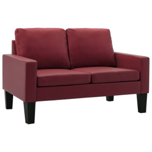 2-osobowa sofa, winna czerwień, sztuczna skóra