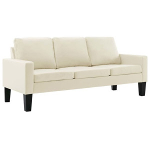 3-osobowa sofa, kremowa, sztuczna skóra
