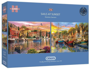 Puzzle 2x500 Żagle Na Tle Zachodzącego Słońca G3