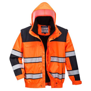 Kurtka ostrzegawcza Bomber Czarny Pomarańcz 4XL