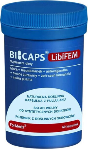 Bicaps LibiFEM Maca + niepokalanek + Ashwagandha + owoce żurawiny + żeń-sze