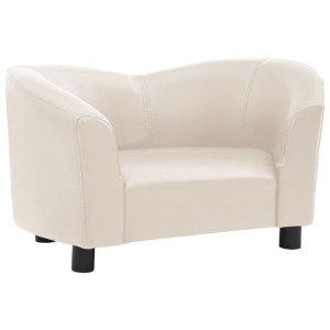 Sofa dla psa, kremowa, 67x41x39 cm, sztuczna skóra