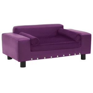 Sofa dla psa, burgundowa, 81x43x31 cm, plusz i sztuczna skóra