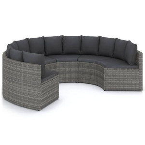 6-częściowa sofa do ogrodu, z poduszkami, polirattan, szara