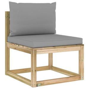 Ogrodowa sofa środkowa z poduszkami, impregnowana sosna