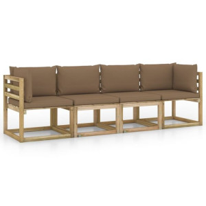 Ogrodowa sofa 4-os. z poduszkami w kolorze taupe