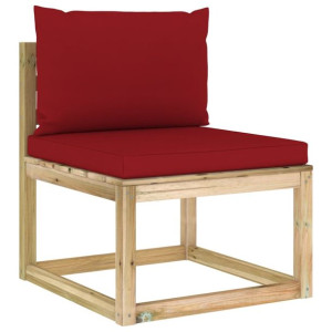 Ogrodowa sofa środkowa z poduszkami, impregnowana sosna