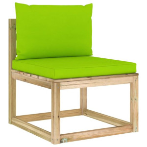 Ogrodowa sofa środkowa z poduszkami, impregnowana sosna