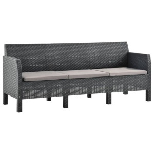 3-osobowa sofa ogrodowa z poduszkami, antracytowa, PP