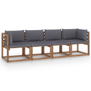 Ogrodowa sofa 4-osobowa z palet, z poduszkami, drewno sosnowe