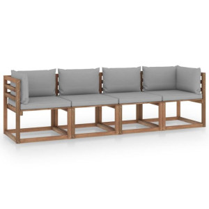 Ogrodowa sofa 4-osobowa z palet, z poduszkami, drewno sosnowe