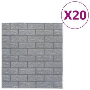 Panele 3D z imitacją cegły, samoprzylepne, 20 szt., antracytowe