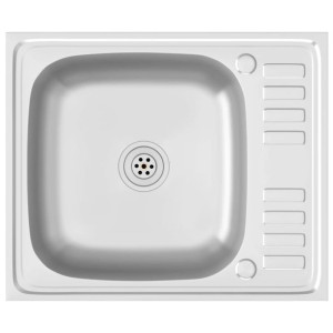 Zlew kuchenny z ociekaczem, srebrny, 500x600x155 mm, stal