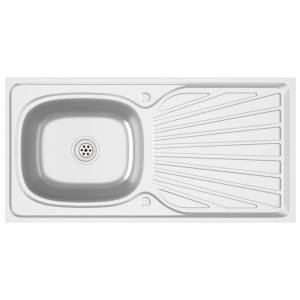 Zlew kuchenny z ociekaczem, srebrny, 1000x500x155 mm, stal