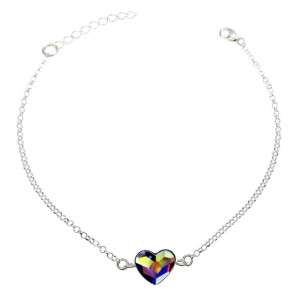 Bransoletka srebrna celebrytka serce Swarovski Swarovski crystal AB