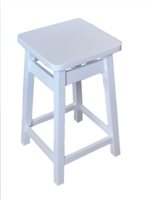 Hoker, taboret 55 cm z podnóżkami DREWNIANY BIAŁY