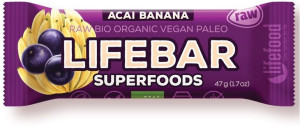 Baton Z Acai I Bananem Raw Bezglutenowy Bio 47 G - Lifefood