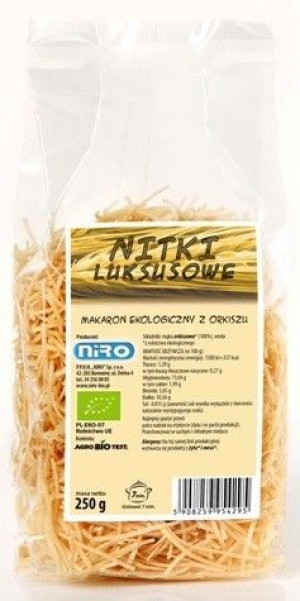 Makaron (orkiszowy) Nitki Luksusowe Bio 250 G - Niro
