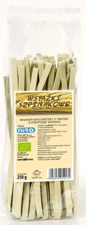 Makaron (orkiszowy Szpinakowy) Wstążki Bio 250 G - Niro