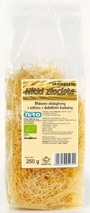 Makaron (orkiszowy Z Kurkumą) Nitki Złociste Bio 250 G - Niro
