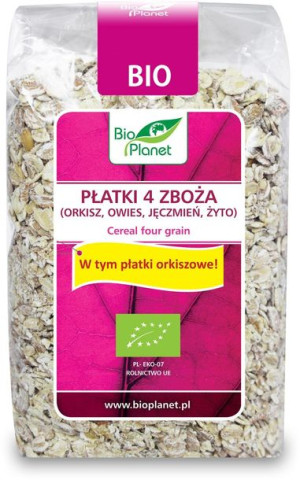 Płatki 4 Zboża (orkisz, Owies, Jęczmień, Żyto) Bio 300 G - Bio Planet
