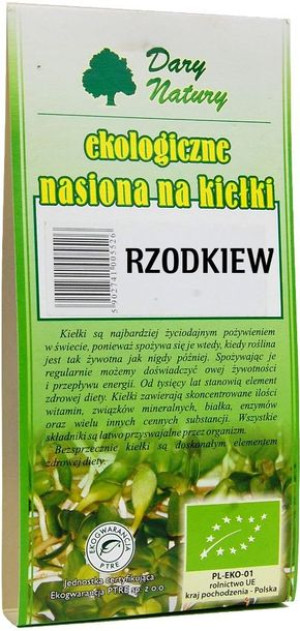 Nasiona Rzodkiewki Bio Na Kiełki 30 G - Dary Natury