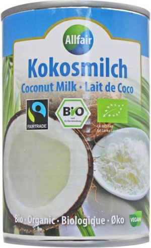 Coconut Milk - Napój Kokosowy W Puszce (18% Tłuszczu) Fair Trade Bio 400 Ml