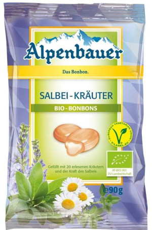 Cukierki Z Nadzieniem O Smaku Ziołowym Z Szałwią Vegan Bio 90 G - Alpenbaue