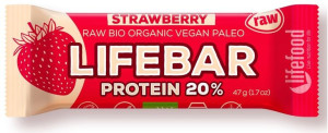 Baton Proteinowy Z Truskawkami Raw Bezglutenowy Bio 47 G - Lifefood