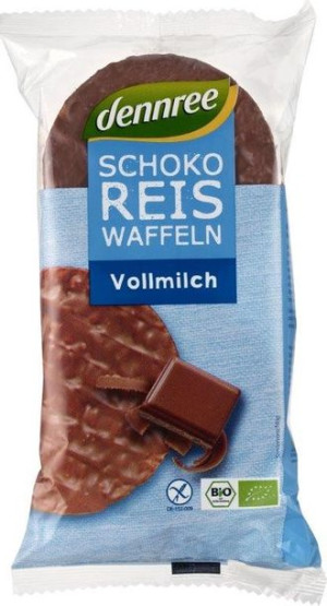 Wafle Ryżowe Z Mleczną Czekoladą Bezglutenowe Bio 100 G - Dennree
