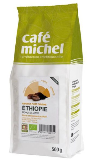 Kawa Ziarnista Arabica 100% Sidamo Etiopia Fair Trade Bio 500 G - Cafe Mich