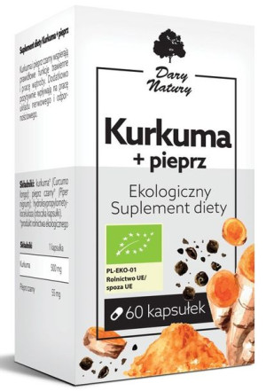 Kurkuma Z Pieprzem Bio 60 Kapsułek (555 Mg) - Dary Natury