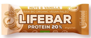 Baton Proteinowy Z Orzechami I Wanilią Raw Bezglutenowy Bio 47 G - Lifefoo