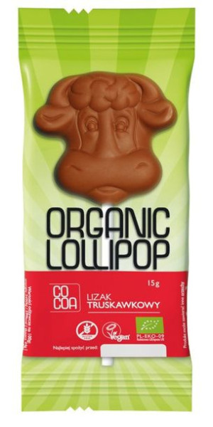 Lizak O Smaku Truskawkowym Bezglutenowy Bio 15 G - Cocoa