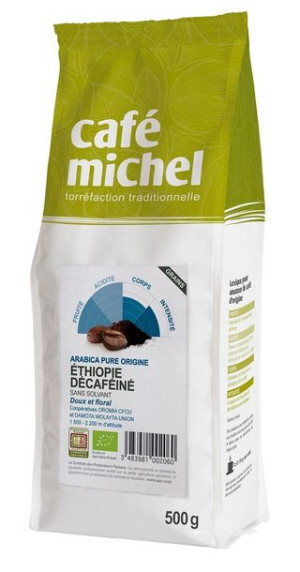 Kawa Ziarnista Bezkofeinowa Arabica 100% Etiopia Fair Trade Bio 500 G - Caf