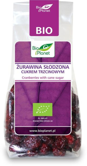 Żurawina Słodzona Cukrem Trzcinowym Bio 100 G - Bio Planet