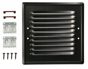 Kratka Wylotowa Metalowa Z Siatką 165x165mm Czarny