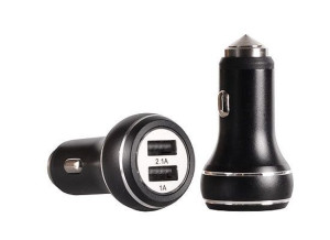 Samochodowa ładowarka TEL1 ALUMINIOWA 2xUSB 3,1A czarny