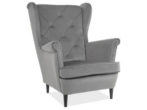 Fotel Lady Matt Velvet 85 Szary / Wenge