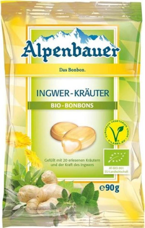 Cukierki Z Nadzieniem O Smaku Imbirowo-ziołowym Vegan Bio 90 G - Alpenbauer