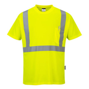 T-shirt ostrzegawczy z kieszonką Żółty 5XL