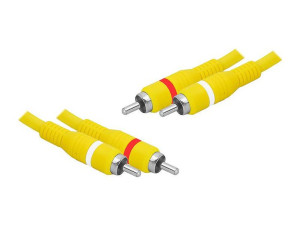 Kabel 2 Wtyki Rca - 2 Wtyki Rca. 3m Żółty