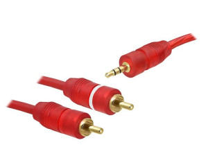 Kabel Jack 3.5 - 2 Wtyki Rca, 1.5m, Hq, Czerwony.
