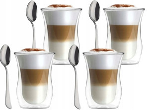 4 X Szklanka Termiczna Kawa Herbata 300ml+ Łyżeczka
