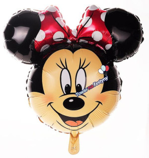 Balon 22" Głowa Minnie Błyszcząca Z Czerwoną Kokardą