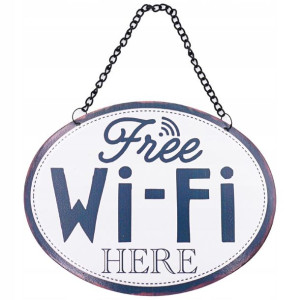 Szyld Tabliczka Ścienna Metalowa Free Wifi Here