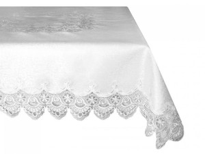 Obrus okrągły Biały gipiurowy 120cm Mesa 088