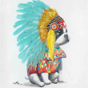 Obraz Headdress Dog 80x80 cm kolorowy sfmeble