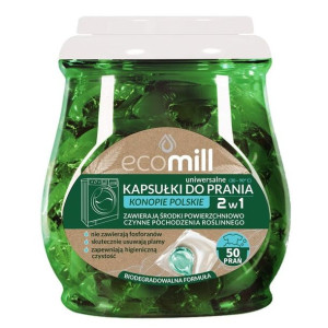 Mill clean ECO kapsułki do prania 2w1 - konopie polskie - 50 sztuk