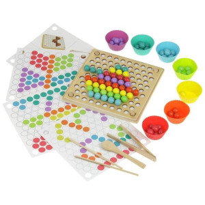 Drewniana Układanka Mozaika Koraliki Kulki Puzzle